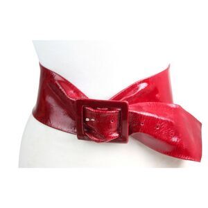 LEATHEROCK PATENT RED REAL LEATHER 3 1/2"Wd CORSET DRESS WOMEN'S BELT Sz M (F53
